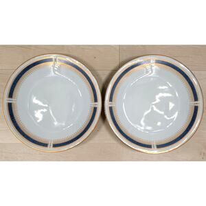 Noritake Blue Dawn 6611 Set of 2 Salad Plates 8 1/4” Japan Gold Trim Vintage